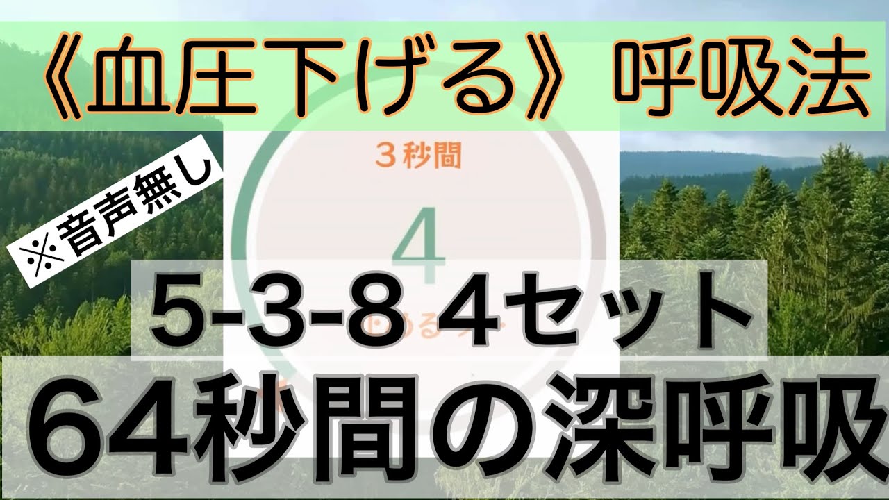 『血圧下げる』『リラックス』６４秒間呼吸　[血圧測定の前に]約１分間この呼吸法をしてみてください！　自律神経 を 整えて 血圧を下げる 呼吸法