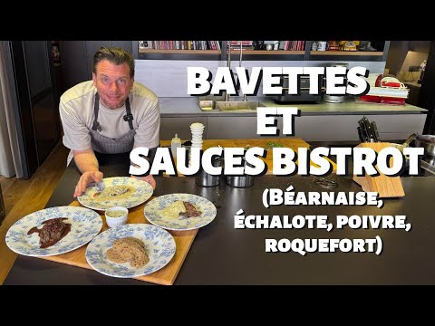 Flat Iron Steak with Four Sauces (béarnaise, blue, pepper, shallot)