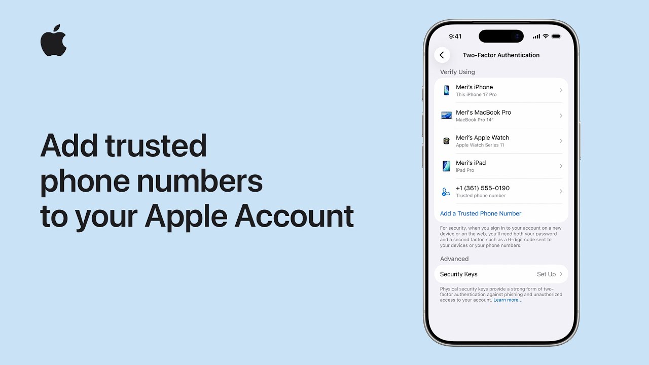 How to add trusted phone numbers to your Apple Account | Apple Support