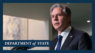 Secretary Blinken delivers remarks to the press at the United Nations in New York City, New York.