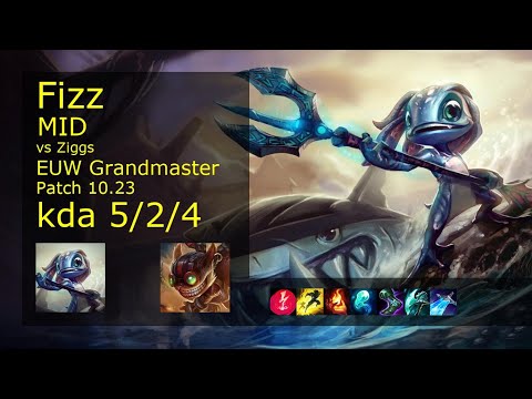 Fizz vs Ziggs Mid - EUW Grandmaster 5/2/4 Patch 10.23 Gameplay