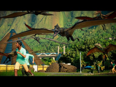 Pterosaurs attack Main Street - Jurassic World Movie | Jurassic World Evolution 2