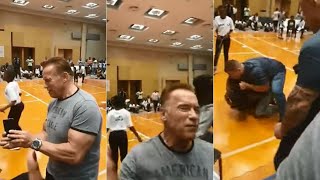 Schwarzenegger assaulted with flying kick during e