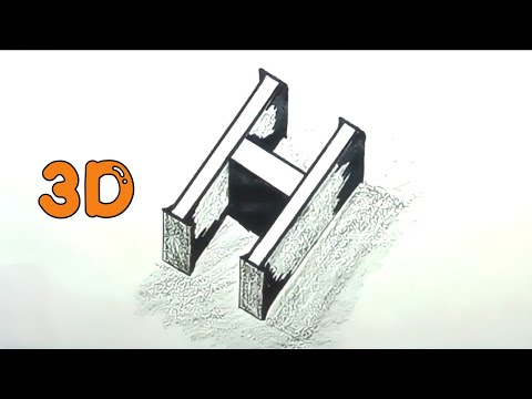 How to Draw 3D Floating Letter H - Trick Art