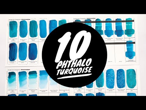 Colossal Color Showdown Ep. 2:  Phthalo Turquoise Part 1 | Comparing 10 Brands