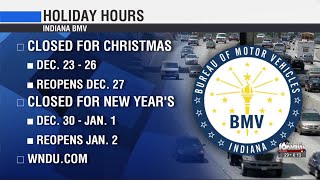 Indiana BMV announces holiday hours