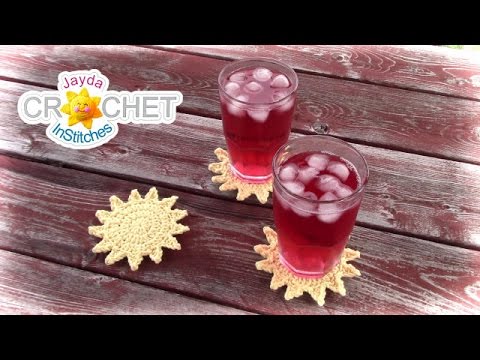 Crochet Drink Coaster Pattern & Tutorial - Easy Sunshine Motif