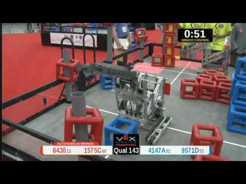 2015 VRC Tech Q143 - 6430 1575C vs 4147A 9571D - 71 to 48 - VEX Worlds 2015 - Technology Division
