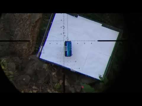 FX Impact MkII in .357 Cal shooting my 68 gr Hybrid slug @ 925 fps vs water filled can @ 41 yards.