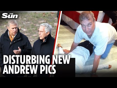 Shamed former prince Andrew seen crouching over woman on floor in latest Epstein files