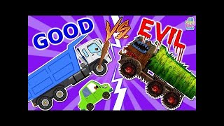 Download lagu Good Vs Evil - Garbage Truck For Kids - Train, Ambulance, Dump Truck, Loader, Ice Cream Van mp3