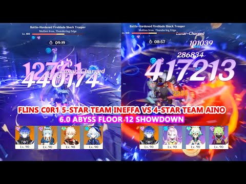 Flins C0R1 5-Star Team Ineffa vs 4-Star Team Aino : 6.0 Abyss Floor 12 Showdown