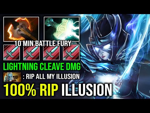 WTF 10Min Battlefury + Mjollnir Unlimited Lightning Crit PA 100% Counter PL Illusion Army Dota 2