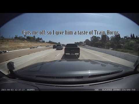 Train Horns vs Dumb Driver 2 (Dash Cam)