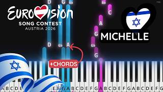 Michelle - Noam Bettan. 🇮🇱 Eurovision 2026. Israel. Piano tutorial with chords + sheet music