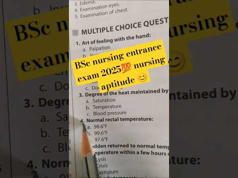 BSc nursing 🔥💯entrance 😊 exam 2025 nursing aptitude #trending #short video #chandnimedico