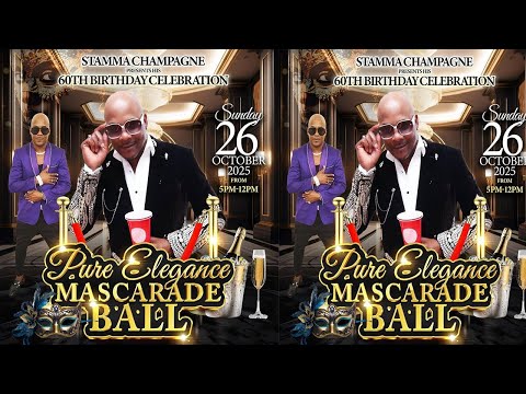 Pure Elegance Masquerade Ball  Stamma Champagne’s 60th Birthday Celebration Night of Class & Glamour