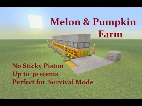 Minecraft Tutorial : Automatic Pumpkin Melon Farm NO Sticky Piston