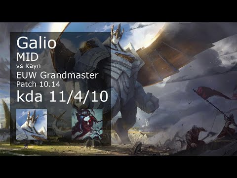 Galio Mid vs Kayn - EUW Grandmaster 11/4/10 Patch 10.14 Gameplay
