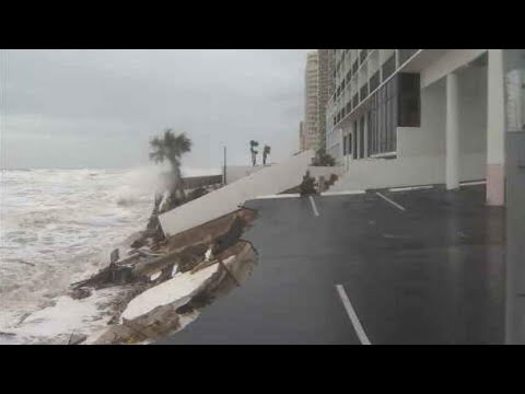 Storm in Daytona Beach | hurricane Nicole waves shore waves hitting