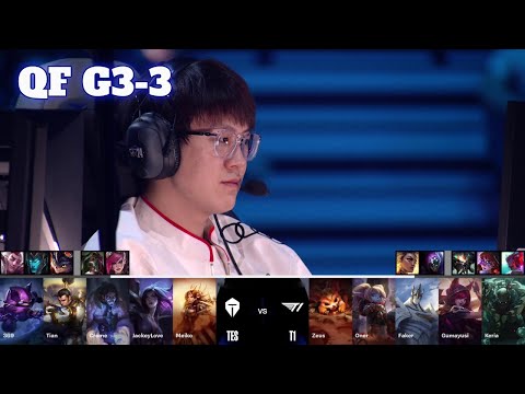TES vs T1 - Game 3 | Quarter Final LoL Worlds 2024 | Top Esports vs T1 G3 full
