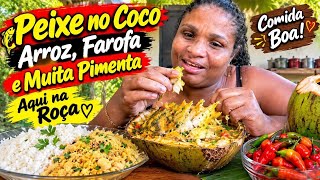 COMENDO PEIXE AQUI NA ROÇA NO DENDÊ  ARROZ E FARINHA | pimenta 🌶️ 