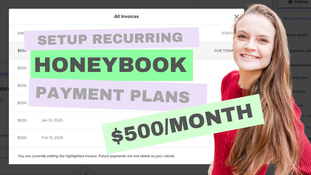 How to Set Up a Year Long, Monthly Payment Plan in HoneyBook | HoneyBook Tutorials