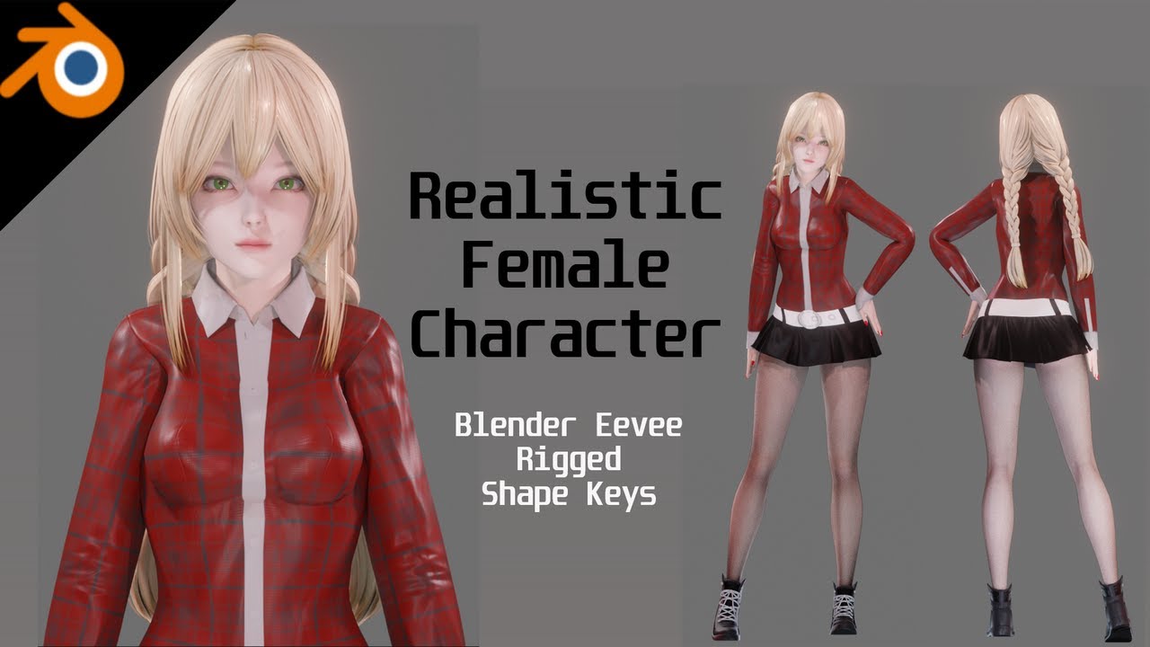 Casual Clothing 0002 - Realistic Female Character - Blender Eevee 3D Model