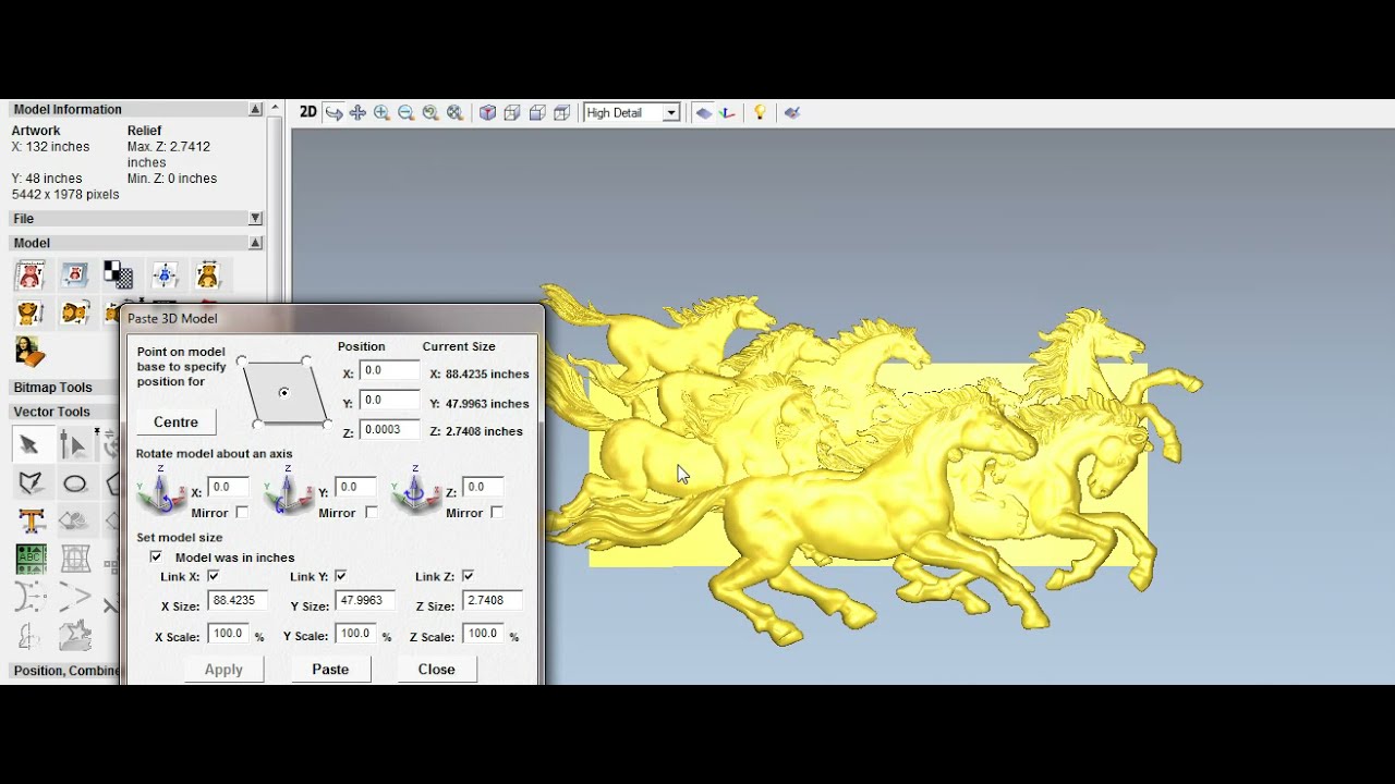 7 Horses 3D Artcam designs | Setting