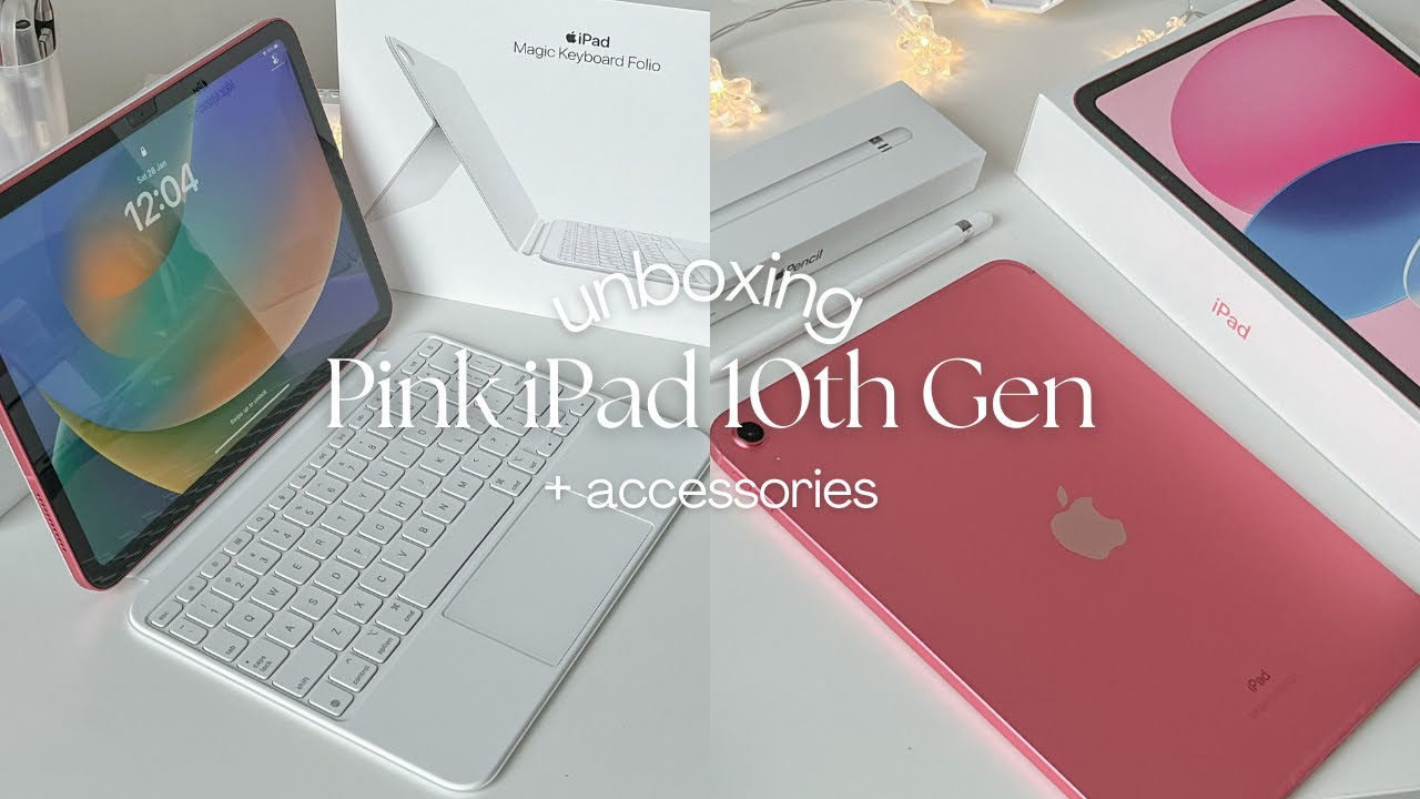 ipad 10th gen (pink) unboxing | apple pencil, magic folio keyboard, accessories 💓🌸