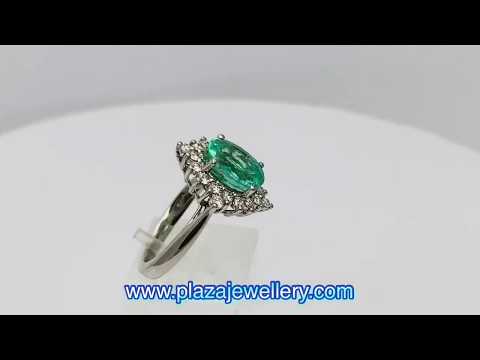 Emerald and Diamond Platinum Ring