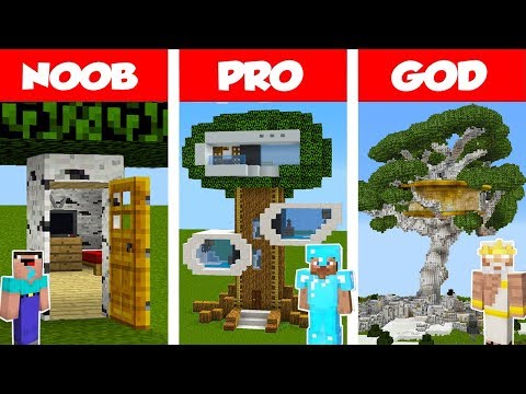 Minecraft NOOB vs PRO vs GOD: Modern Tree House CHALLENGE in Minecraft / Animation