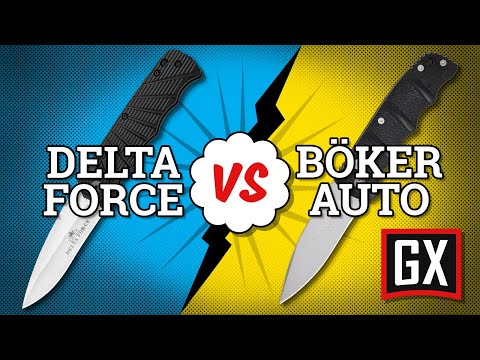 Delta Force Automatic Knife Gray Aluminum - Black Partially Serrated