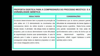 Proposta Didática Para A Compreensão Do Processo Meiotico E A Variabilidade Genética