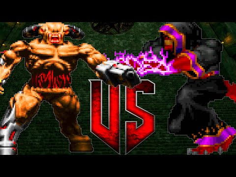 Cyberdemon vs Heresiarch - DOOM vs HEXEN Monster Infighting - Full HD Crossover NPC Battles