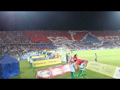 "Medellin vs bogotanos / Tifo del rojo soy" Barra: Rexixtenxia Norte &bull; Club: Independiente Medellín