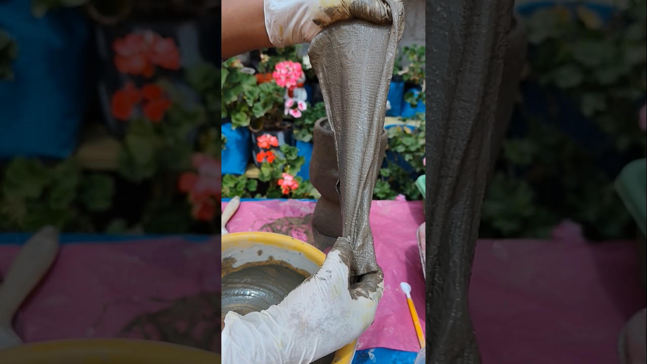 de esta forma agregamos tela en el envase #diy #cemento