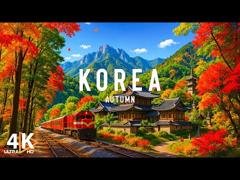 Autumn in South Korea 4K 🍂 Seoul Palaces Maple-Covered Mountains Tranquil Han River Views - VIDEO 4K