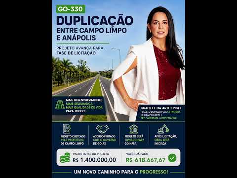 PROJETO DE DUPLICAÇÃO DA GO-330 ENTRE CAMPO LIMPO E ANÁPOLIS AVANÇA PARA FASE DE LICITAÇÃO