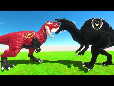 SPINOSAURUS CARTOON CAT vs THE FLASH T-REX DEATH RUN - Animal Revolt Battle Simulator