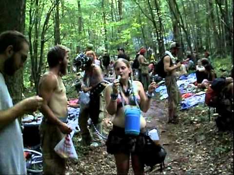 Grandpa Woostock doin the peace aqnd love thing at rainbow gathering