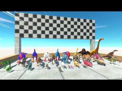 NEW SPECIES SPEED RACE ALL DINOSAURS VS ANIMALS SUPERHEROES RUNNING - Animal Revolt Battle Simulator