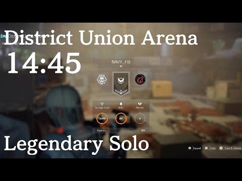 The Division 2 Solo Speedrun - Headhunter Build - District Union Arena Legendary 14m45s - TU20.3