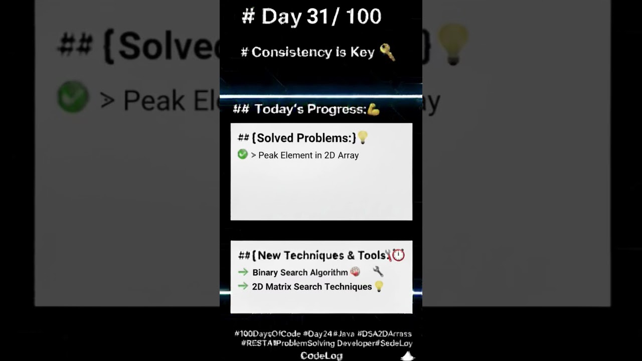 DAY 31/100 DAYS CODING CHALLENGE #100daysofcode #motivation #consistency