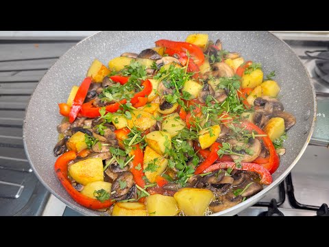 Ricetta funghi e patate fritti. Semplice, veloce e molto gustosa! 😋🇮🇹#food #italianspaghetti