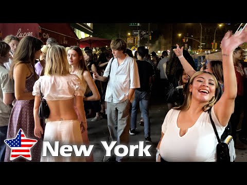 🇺🇸 NEW YORK NIGHTLIFE DISTRICTS TOUR : BUSIEST SPOTS: Best Places to Visit ▶ FULL WALK