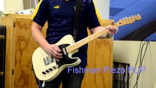 Video thumbnail for White Blonde MIM Fender Telecaster with Fishman Transducer and Powerchip by Dusty Buffalo