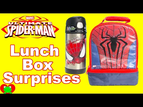 Spiderman Lunch Box Surprises with Shopkins, Minecraft, and Baymax Video