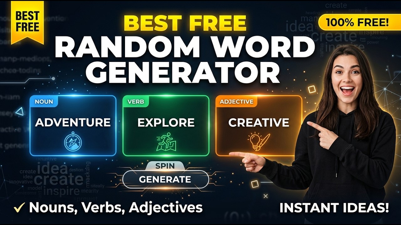 7. 🤯 Writer's Block Instantly! | Best Free Random Word Generator | Nouns, Verbs & Adjectives 📝