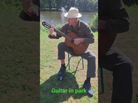 Classical fingerstyle guitar in park